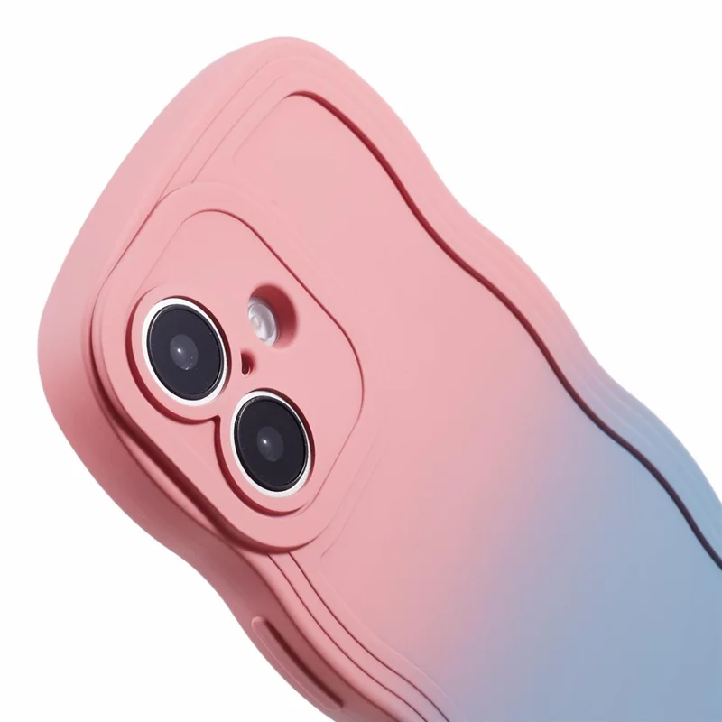 For iPhone 17 Case Gradient Color Rubberized TPU Phone Cover - Pink + Sky Blue
