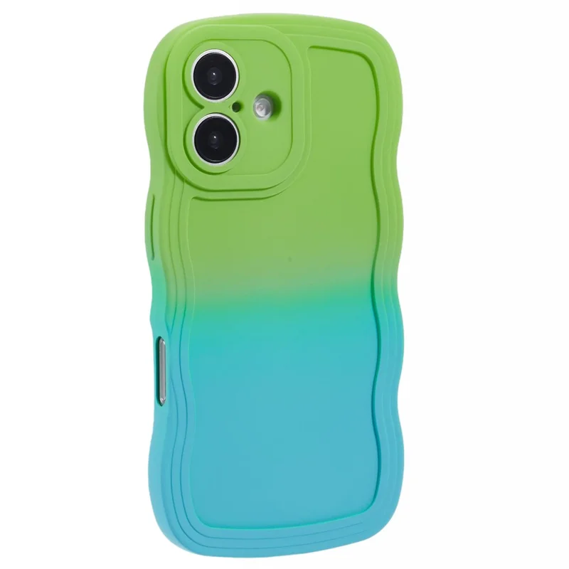 For iPhone 17 Case Gradient Color Rubberized TPU Phone Cover - Green + Baby Blue
