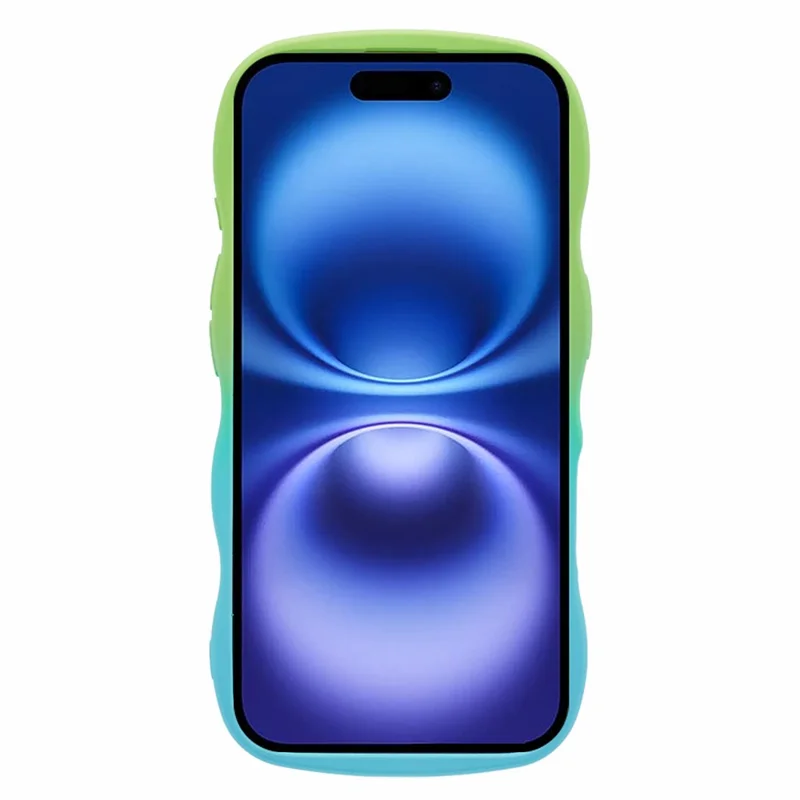For iPhone 17 Case Gradient Color Rubberized TPU Phone Cover - Green + Baby Blue