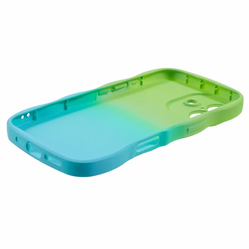 For iPhone 17 Case Gradient Color Rubberized TPU Phone Cover - Green + Baby Blue