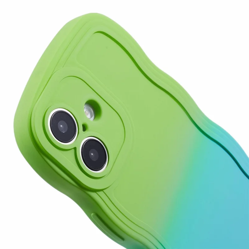 For iPhone 17 Case Gradient Color Rubberized TPU Phone Cover - Green + Baby Blue