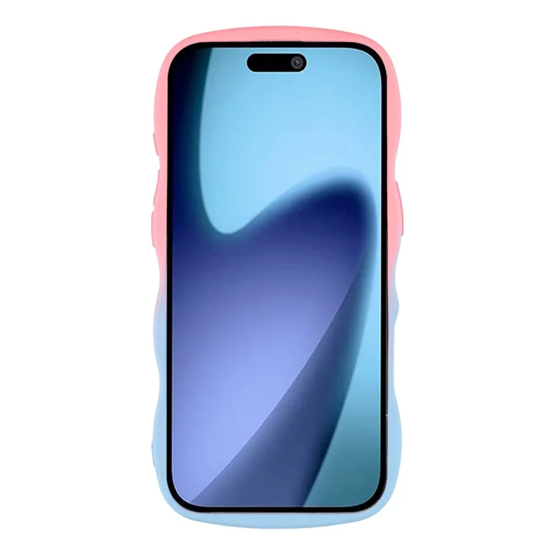 For iPhone Air Case Gradient Color Rubberized TPU Phone Cover - Pink + Sky Blue