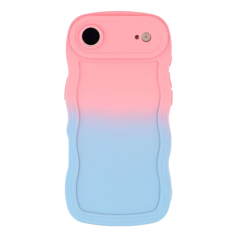 For iPhone Air Case Gradient Color Rubberized TPU Phone Cover - Pink + Sky Blue