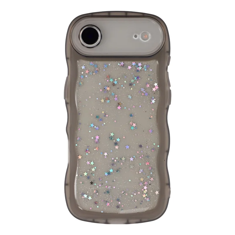 For iPhone Air Case Wavy Edge Epoxy TPU Shockproof Phone Cover - Transparent Black