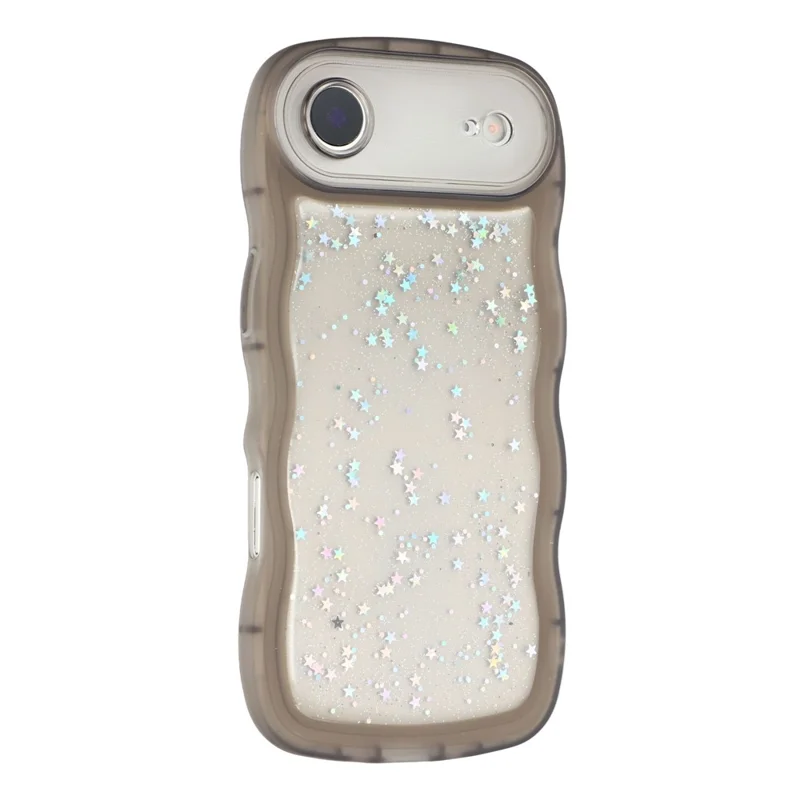 For iPhone Air Case Wavy Edge Epoxy TPU Shockproof Phone Cover - Transparent Black
