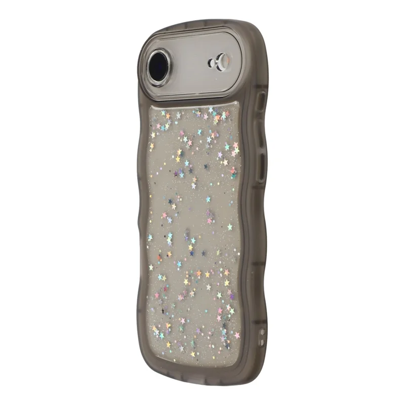 For iPhone Air Case Wavy Edge Epoxy TPU Shockproof Phone Cover - Transparent Black