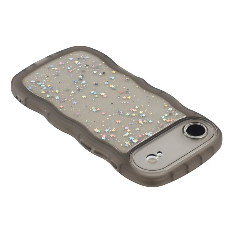 For iPhone Air Case Wavy Edge Epoxy TPU Shockproof Phone Cover - Transparent Black