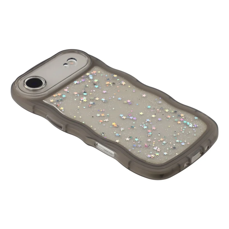 For iPhone Air Case Wavy Edge Epoxy TPU Shockproof Phone Cover - Transparent Black