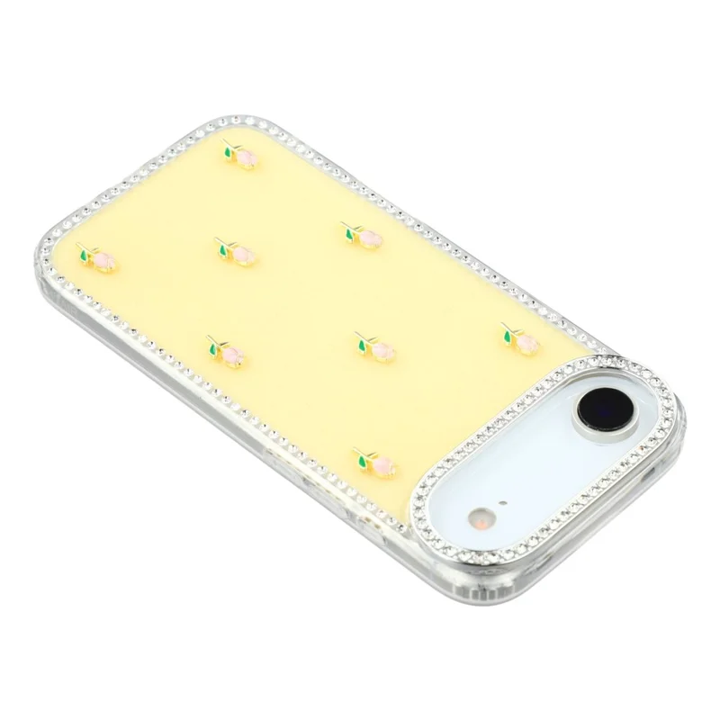 Für iPhone 17 Air Case Rhinestone Edge Small Tulips Decor TPU + PC IMD Handyhülle - Glitter Light Yellow