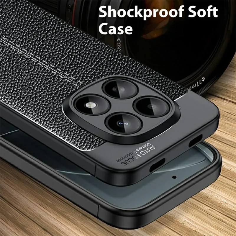 Capa Xiaomi Redmi Note 15 5G, Textura de Litchi TPU Flexível, Preta