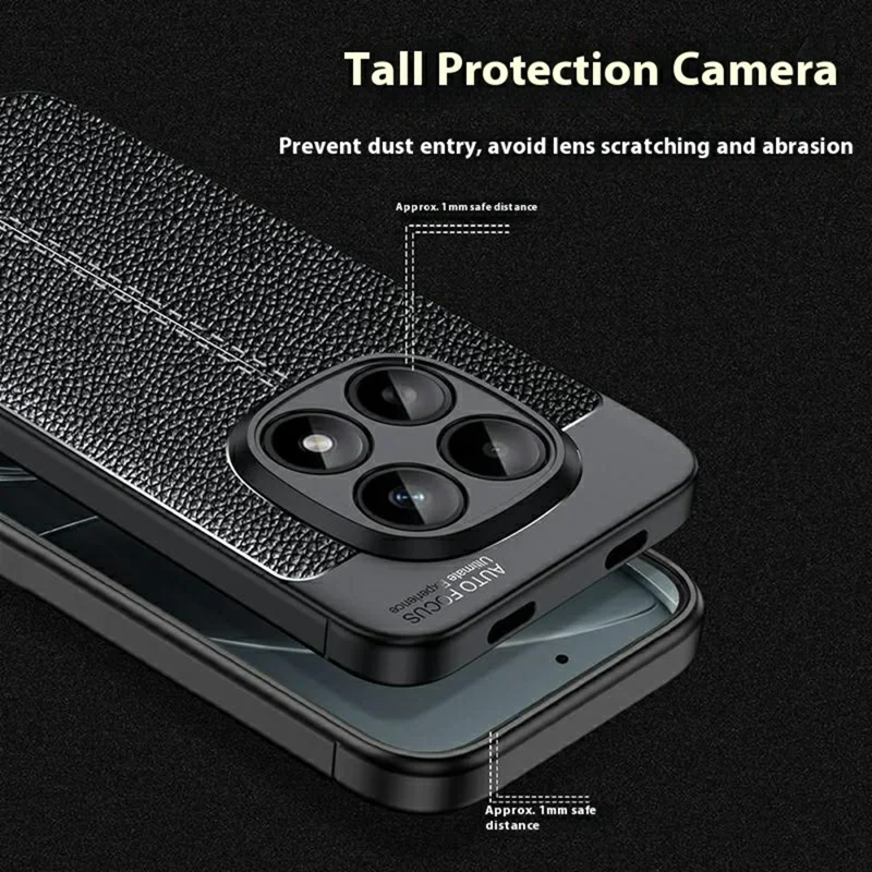 Capa Xiaomi Redmi Note 15 5G, Textura de Litchi TPU Flexível, Preta