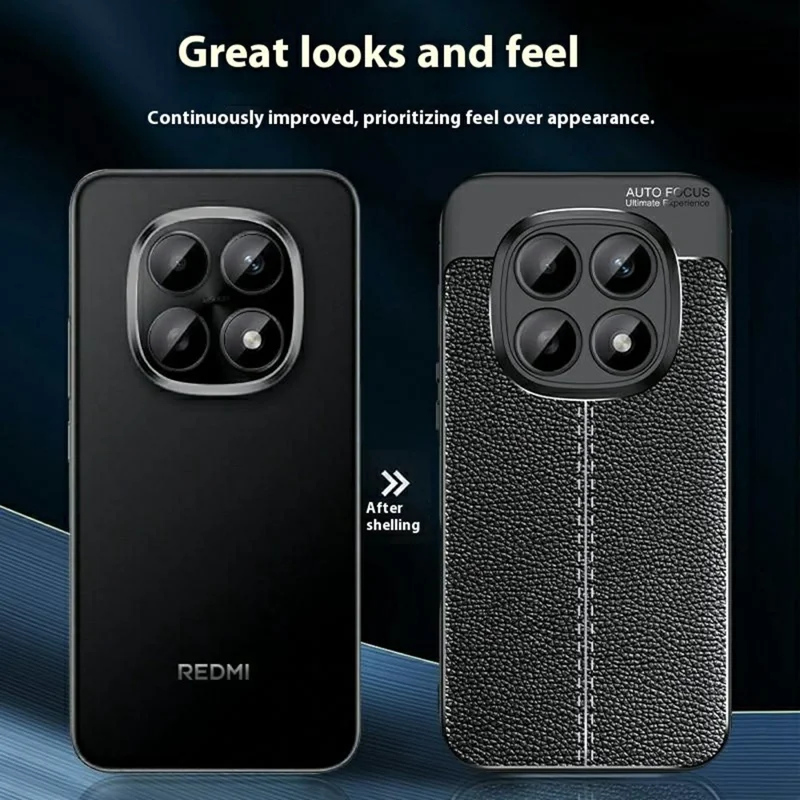 Capa Xiaomi Redmi Note 15 5G, Textura de Litchi TPU Flexível, Preta