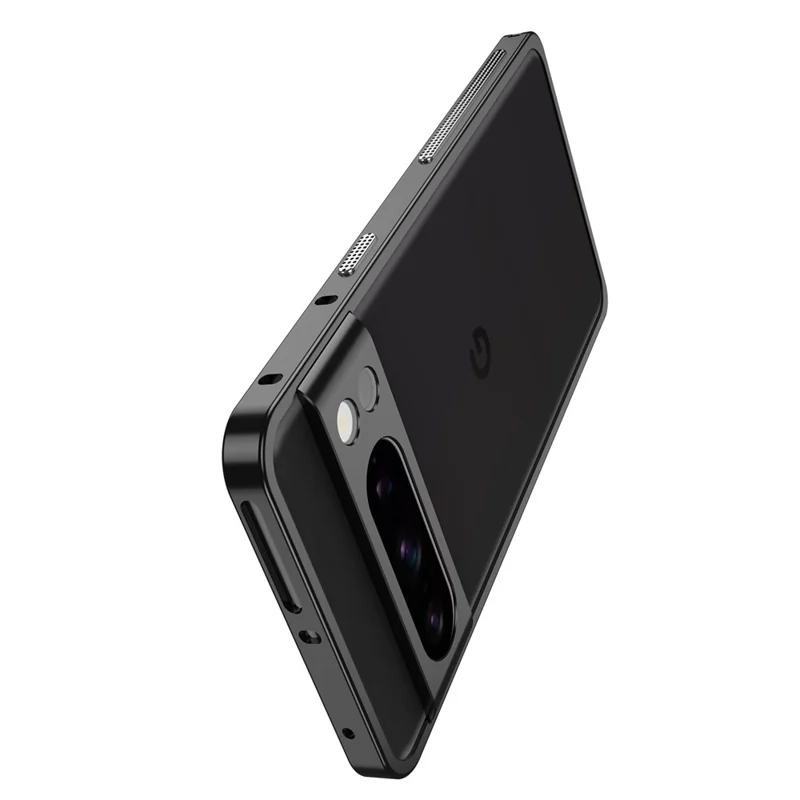 For Google Pixel 8 Pro Bumper Cases Metal Frame Heat Dissipation Cover with Lens Protector - Black