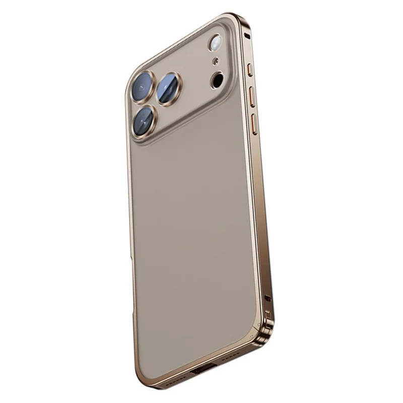 Чехол для iPhone 17 Pro Max Metal Clear Case Safety Lock Matte Anti-Fingerprint Back Cover - Gold