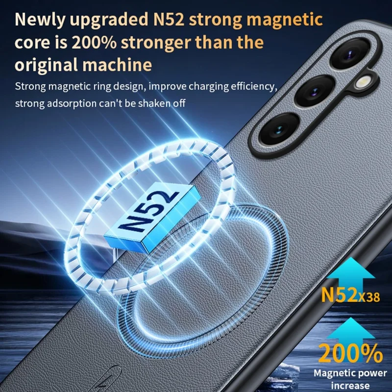 For Samsung Galaxy S25 Magnetic Case Leather Coated TPU + PC Phone Cover - Grey