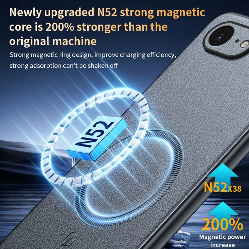 For iPhone 16e Case Compatible with MagSafe Leather Coated TPU + PC Phone Cover - Black