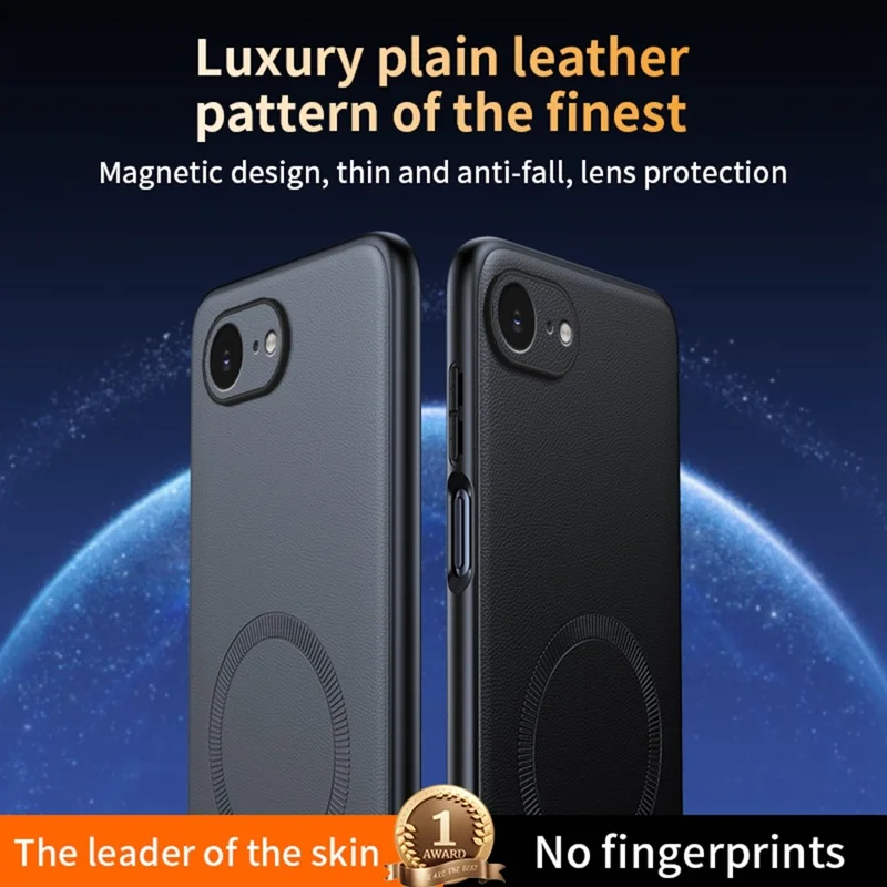 For iPhone 16e Case Compatible with MagSafe Leather Coated TPU + PC Phone Cover - Black
