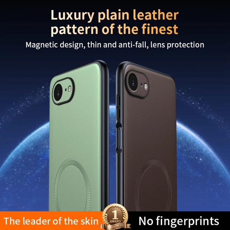 For iPhone 16e Case Compatible with MagSafe Leather Coated TPU + PC Phone Cover - Black