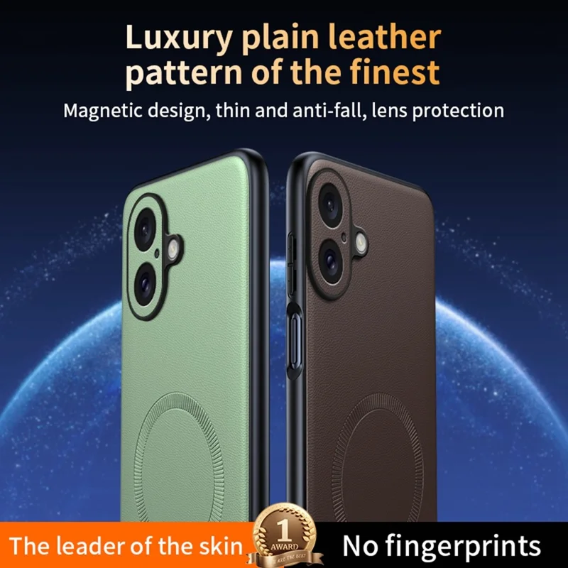 Capa para iPhone 16 Plus Compatível com MagSafe Revestimento de Couro TPU + PC - Preto