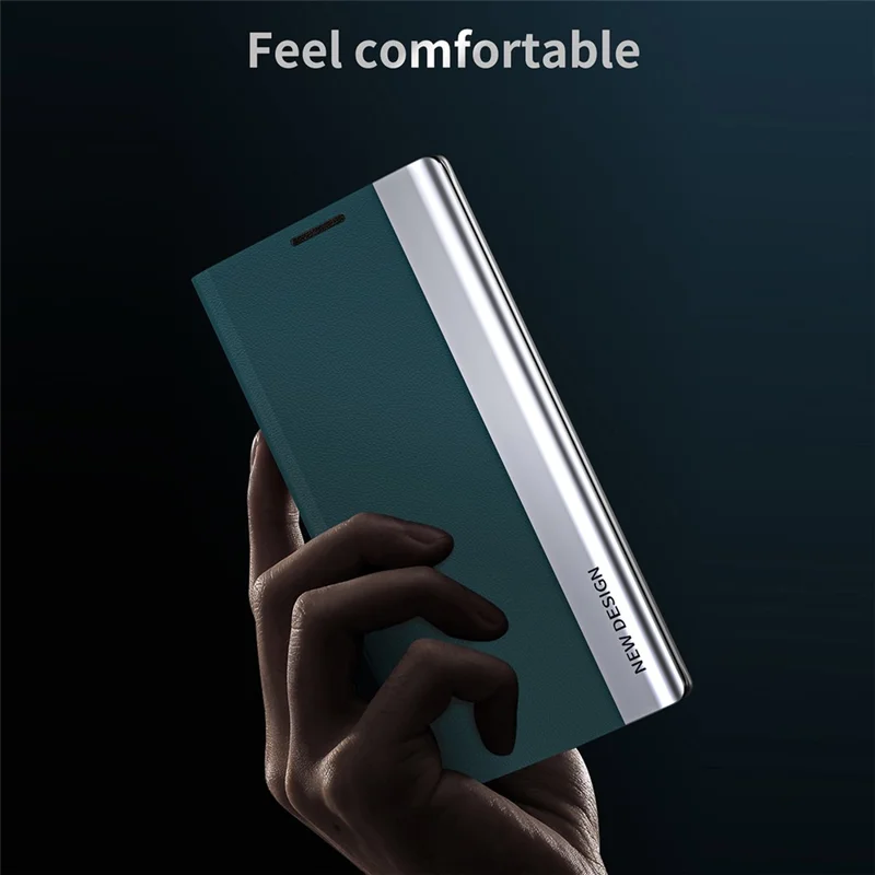 iPhone 17 Air Hülle Anti-Drop Leder Handyhülle mit Ständer - Grün
