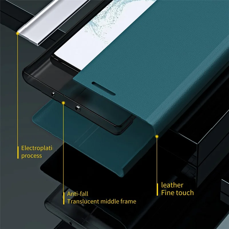 iPhone 17 Air Hülle Anti-Drop Leder Handyhülle mit Ständer - Grün