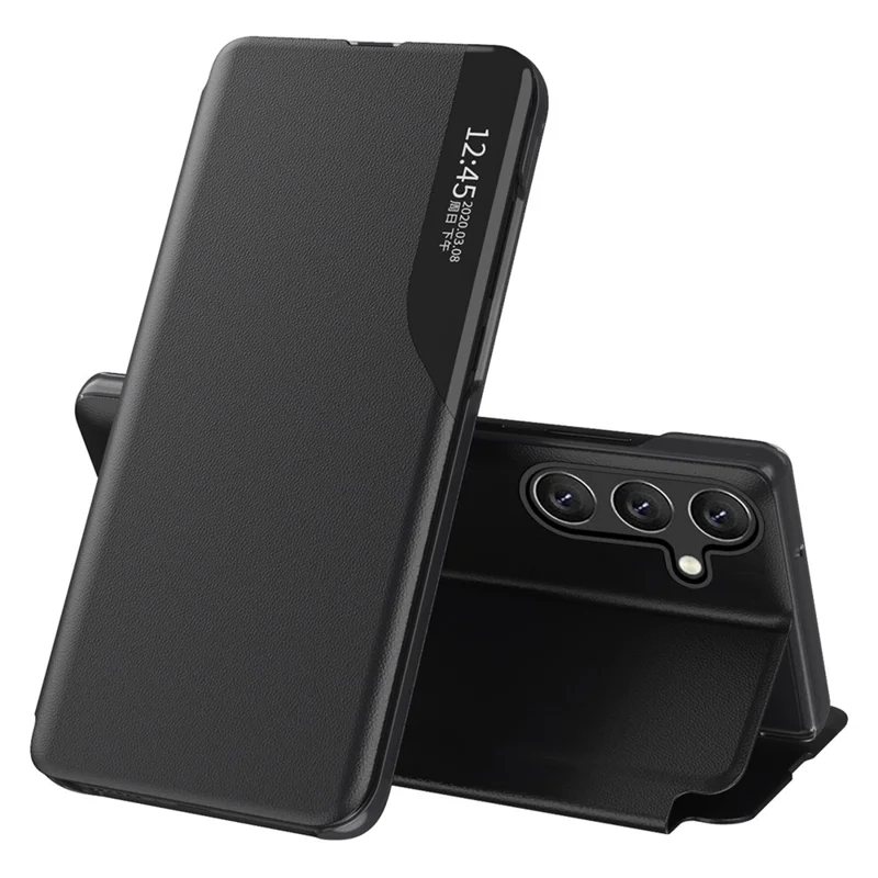 Capa Flip Folio de Couro PU para Samsung Galaxy S25 FE - Preta