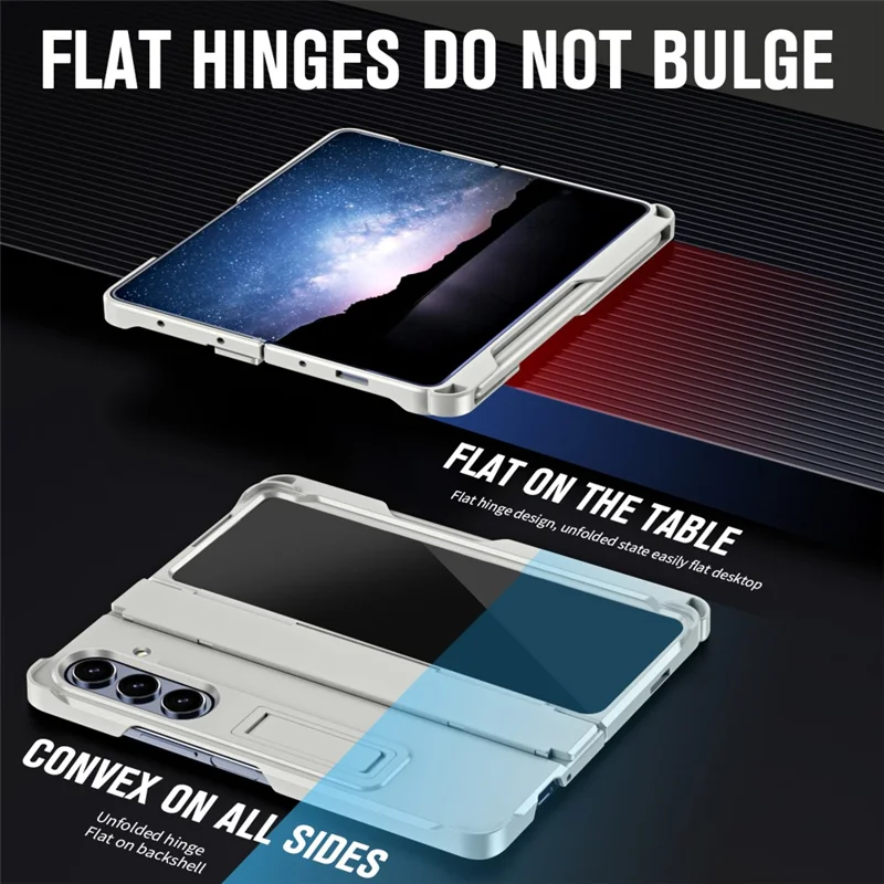 For Samsung Galaxy Z Fold7 5G Case Kickstand Hard PC Phone Cover with Stylus / Screen Protector - White