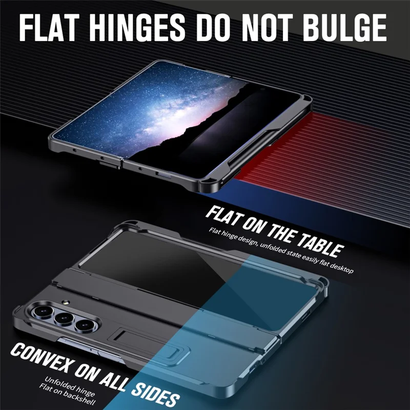 For Samsung Galaxy Z Fold7 5G Case Kickstand Hard PC Phone Cover with Stylus / Screen Protector - Black