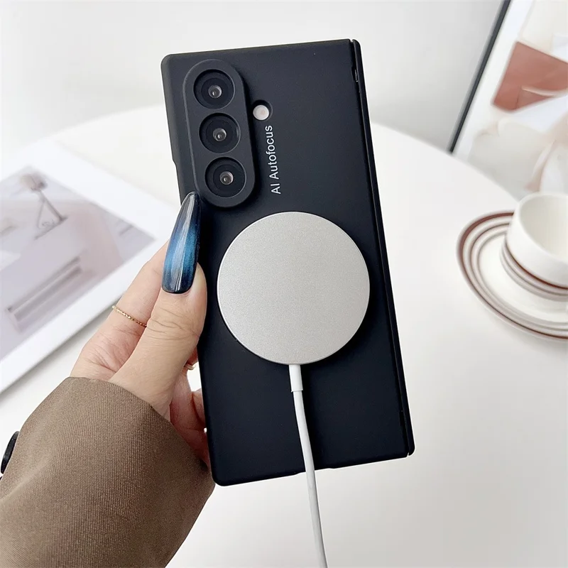 For Samsung Galaxy Z Fold7 5G Magnetic Case Hinge Protection Hard PC Phone Cover - Black