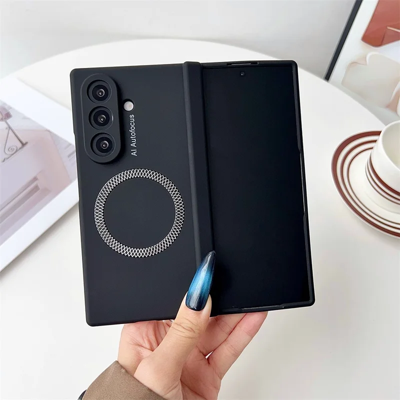 For Samsung Galaxy Z Fold7 5G Magnetic Case Hinge Protection Hard PC Phone Cover - Black