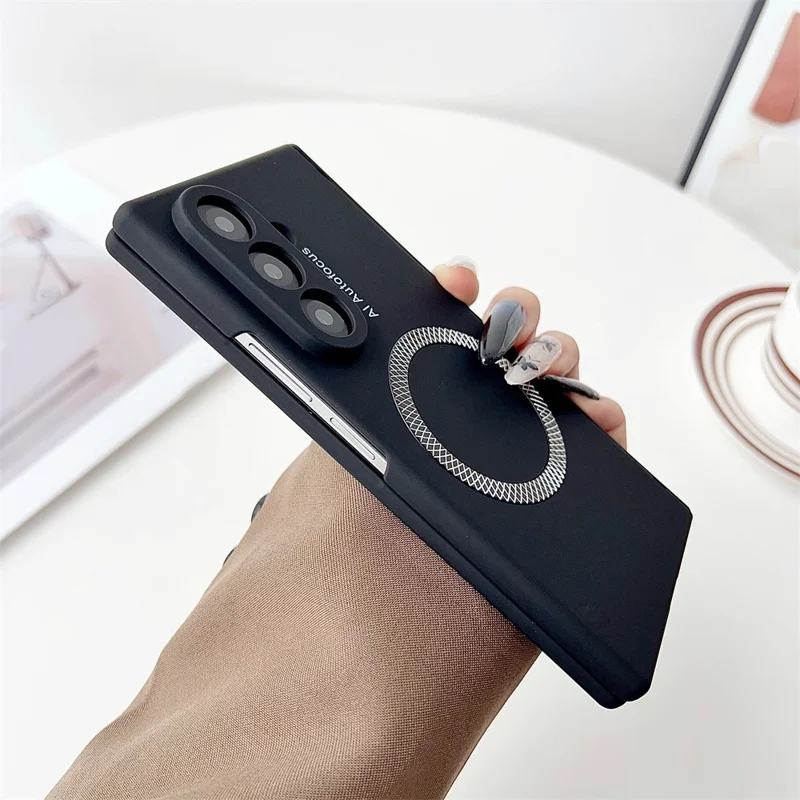 For Samsung Galaxy Z Fold7 5G Magnetic Case Hinge Protection Hard PC Phone Cover - Black