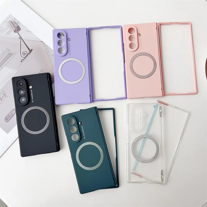 For Samsung Galaxy Z Fold7 5G Magnetic Case Hinge Protection Hard PC Phone Cover - Black