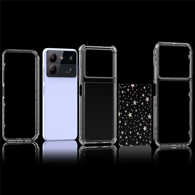 Étui ZTE Blade A34 / A54 Coque Hybride en Acrylique TPU Transparent avec Film Imprimé au Laser - Étoiles