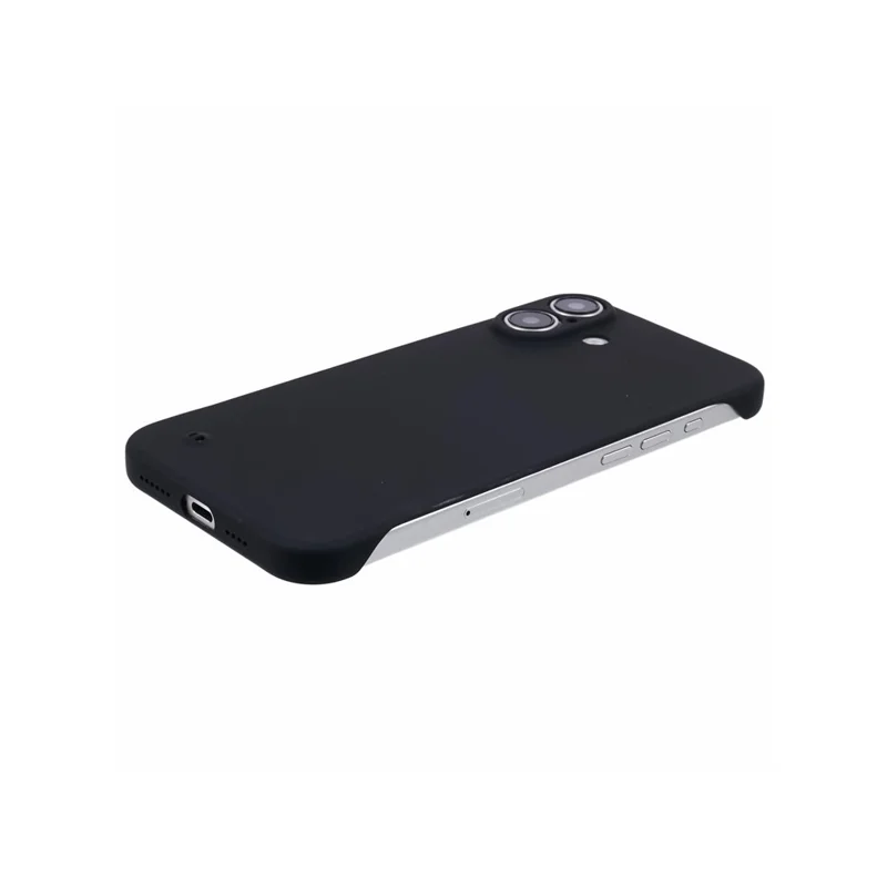 For iPhone 16 Plus Frameless Case Hard PC Slim Minimalist Phone Cover Skin-Touch - Black