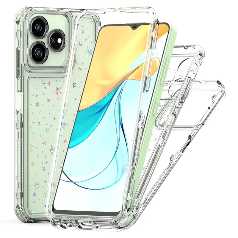 Capa para ZTE Axon 50 Lite Cortes Precisos Acrílico TPU Capa de Telefone Transparente com Filme Impresso a Laser - Estrelas