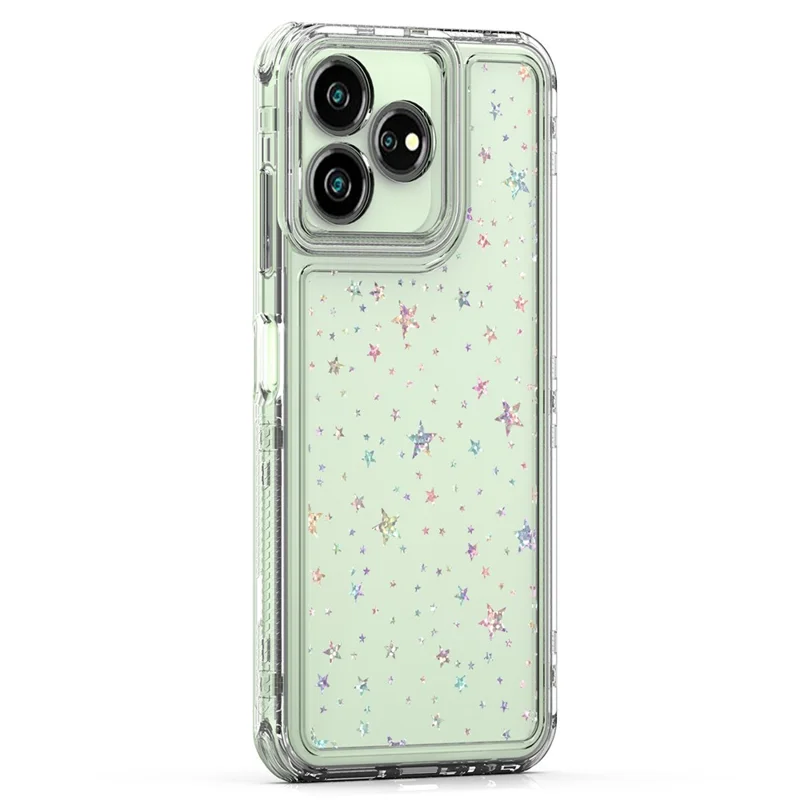 Capa para ZTE Axon 50 Lite Cortes Precisos Acrílico TPU Capa de Telefone Transparente com Filme Impresso a Laser - Estrelas