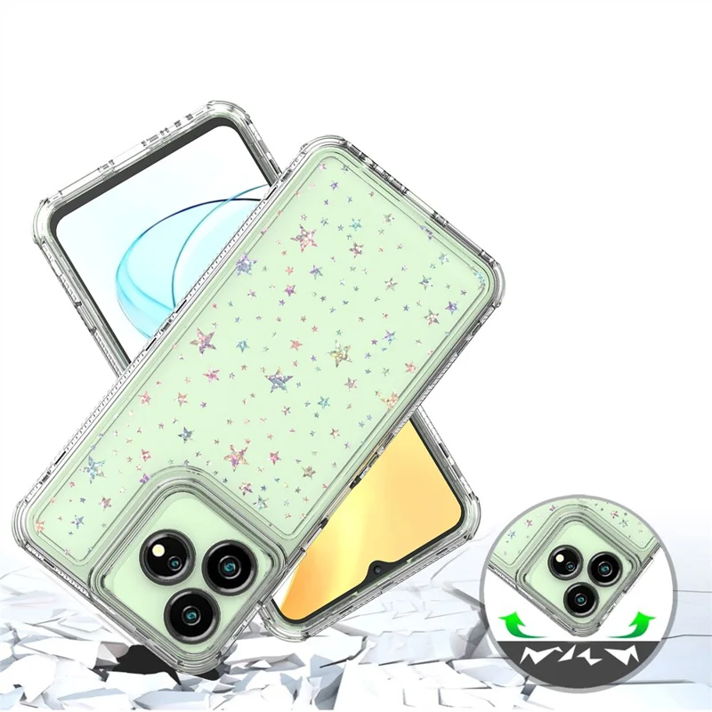 Capa para ZTE Axon 50 Lite Cortes Precisos Acrílico TPU Capa de Telefone Transparente com Filme Impresso a Laser - Estrelas