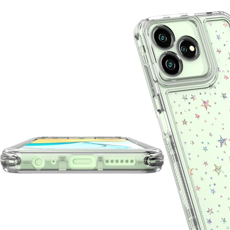 Capa para ZTE Axon 50 Lite Cortes Precisos Acrílico TPU Capa de Telefone Transparente com Filme Impresso a Laser - Estrelas