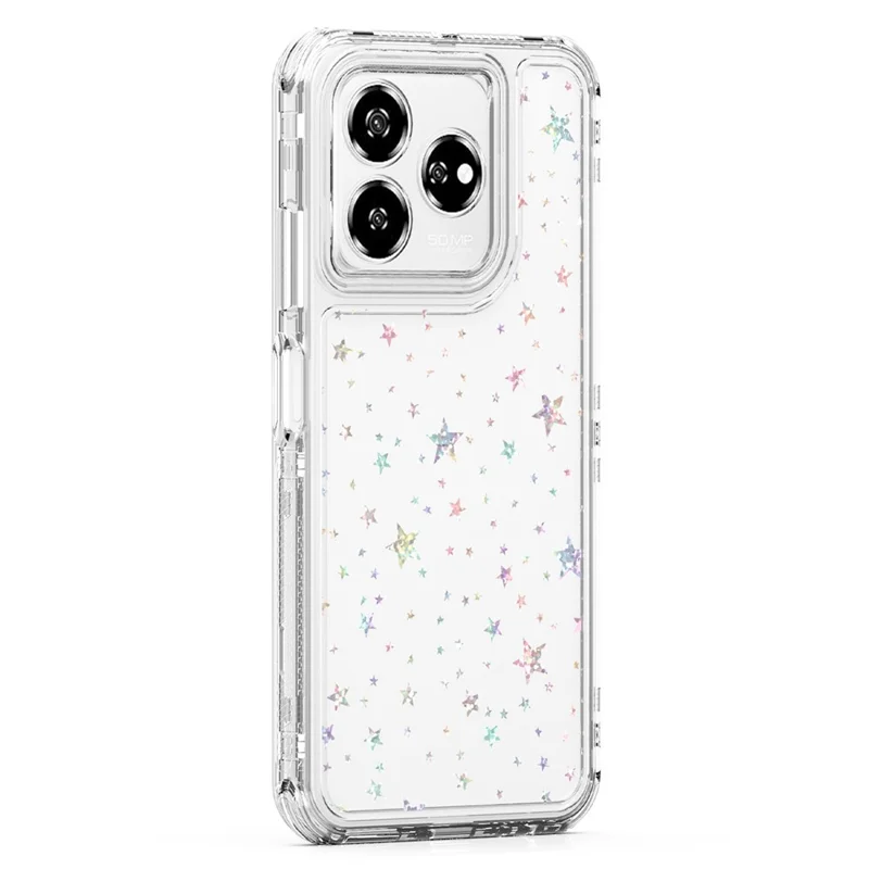 Capa para ZTE Axon 60 Lite, com recortes precisos, capa de telefone transparente de TPU acrílico com filme impresso a laser - Estrelas