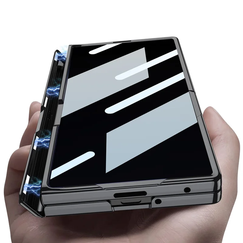 GKK Per Samsung Galaxy Z Fold7 5G Custodia Rigida PC + Pellicola in Vetro Temperato Privato Copertura Telefonica con Supporto - Nero
