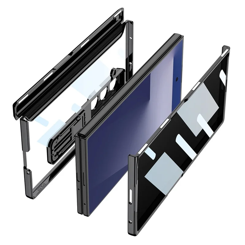 GKK Per Samsung Galaxy Z Fold7 5G Custodia Rigida PC + Pellicola in Vetro Temperato Privato Copertura Telefonica con Supporto - Nero