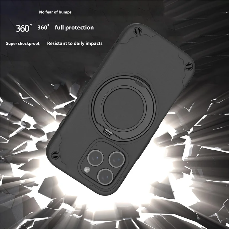 For iPhone 12 Pro Max Case Magnetic Kickstand EVA Phone Cover with Tempered Glass Screen Protector - Black