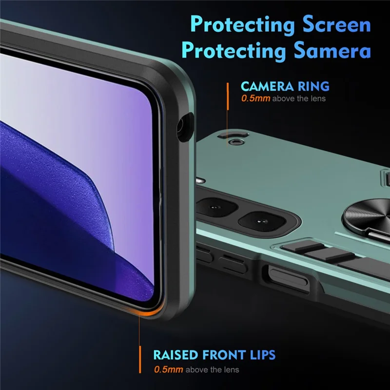 For Infinix Hot 60i 4G Case PC + TPU Drop Defend Phone Cover with Ring Kickstand - Green