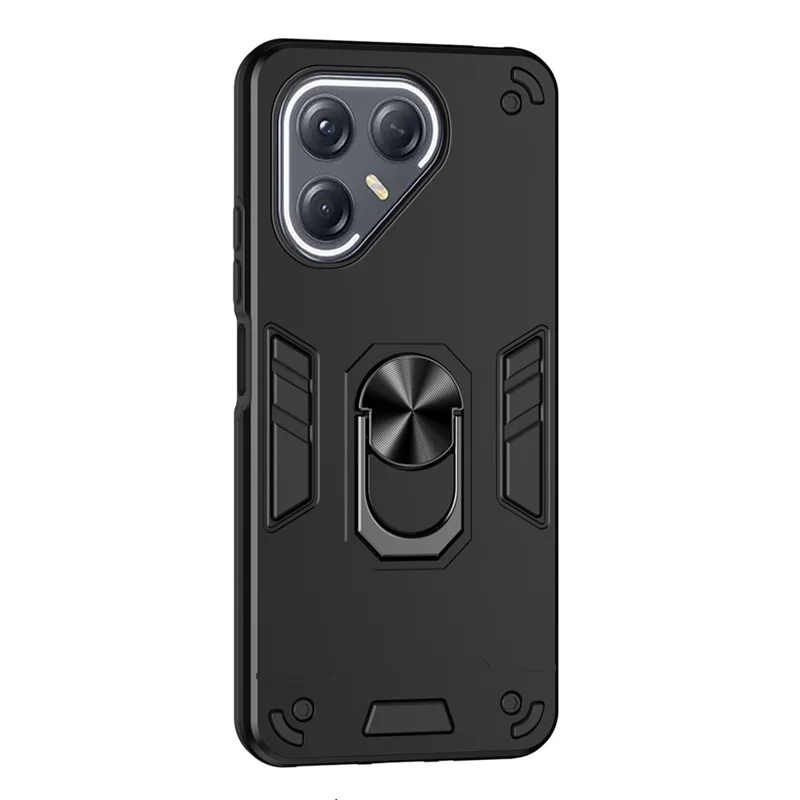 Чехол TECNO Pova 7 Ultra 5G PC + TPU с защитой от падения и кольцевой подставкой - черный