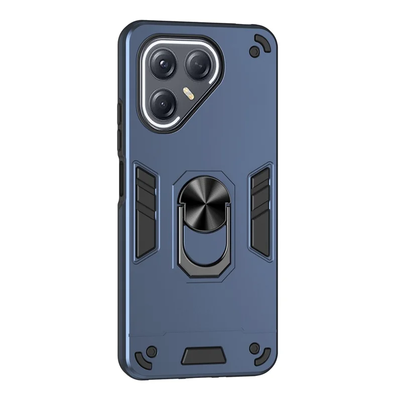 For TECNO Pova 7 Ultra 5G Case PC + TPU Drop Defend Phone Cover with Ring Kickstand - Blue