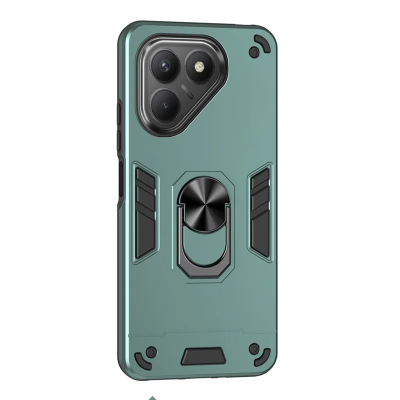 TECNO Pova 7 4G Чехол PC + TPU Drop Defend Чехол для телефона с кольцевой подставкой - Зеленый