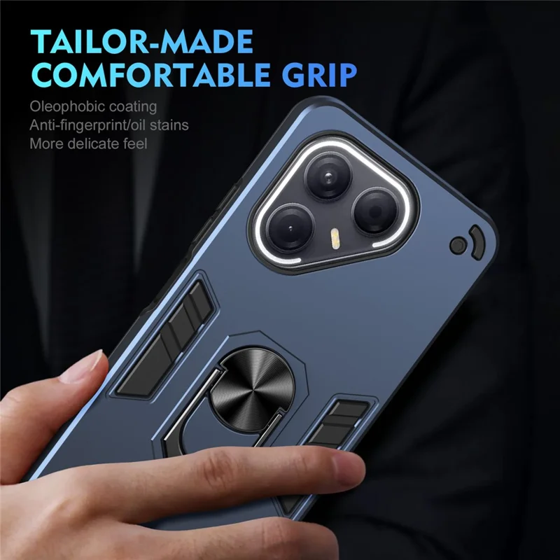 TECNO Pova 7 5G Hülle PC + TPU Drop Defend Handyhülle mit Ringständer - Blau