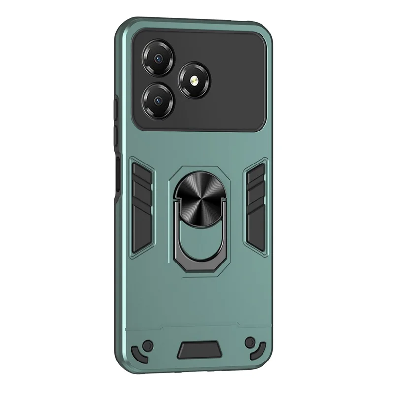 Для ZTE Blade A36 Чехол PC + TPU Drop Defend Чехол для телефона с кольцевой подставкой - Зеленый