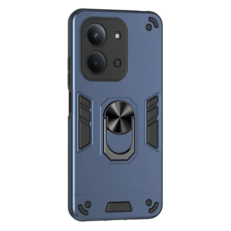For Xiaomi Redmi 15C 4G (Global) (171mm)  /  Poco C85 4G (171mm) Case PC + TPU Drop Defend Phone Cover with Ring Kickstand - Blue