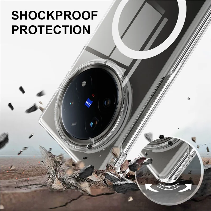 For vivo X Fold5 5G Clear Phone Magnetic Case TPU + Acrylic Back Cover - Clear